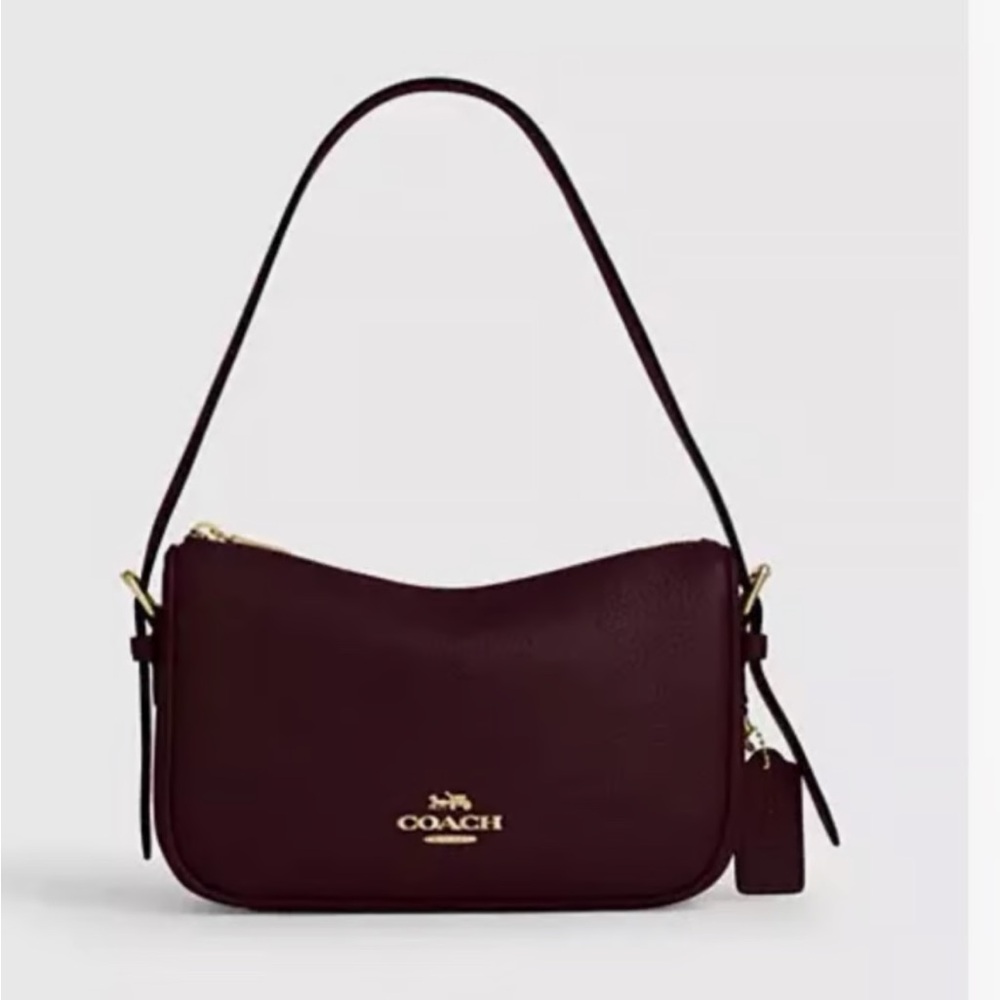 New Coach Kailey Merlot Shoulder Bag with Gold Accents
